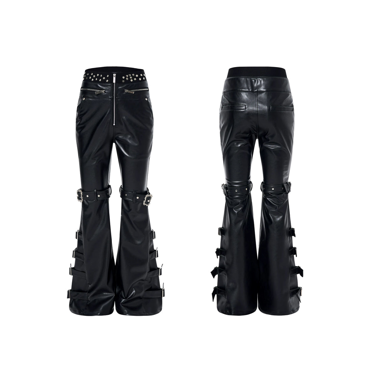 【26s Feb.】Strap Buckle Flared Leather Pants