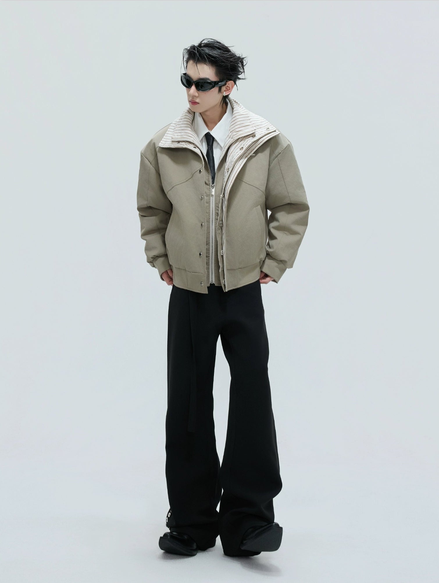 【25s Nov.】Washed Striped Thickened Cotton Coat