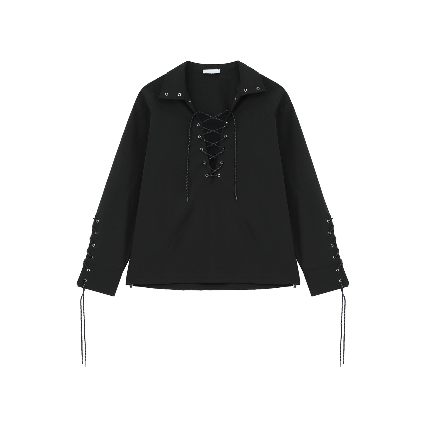 【25s Sep.】Deep V-neck Solid Color Tie-string Shirt