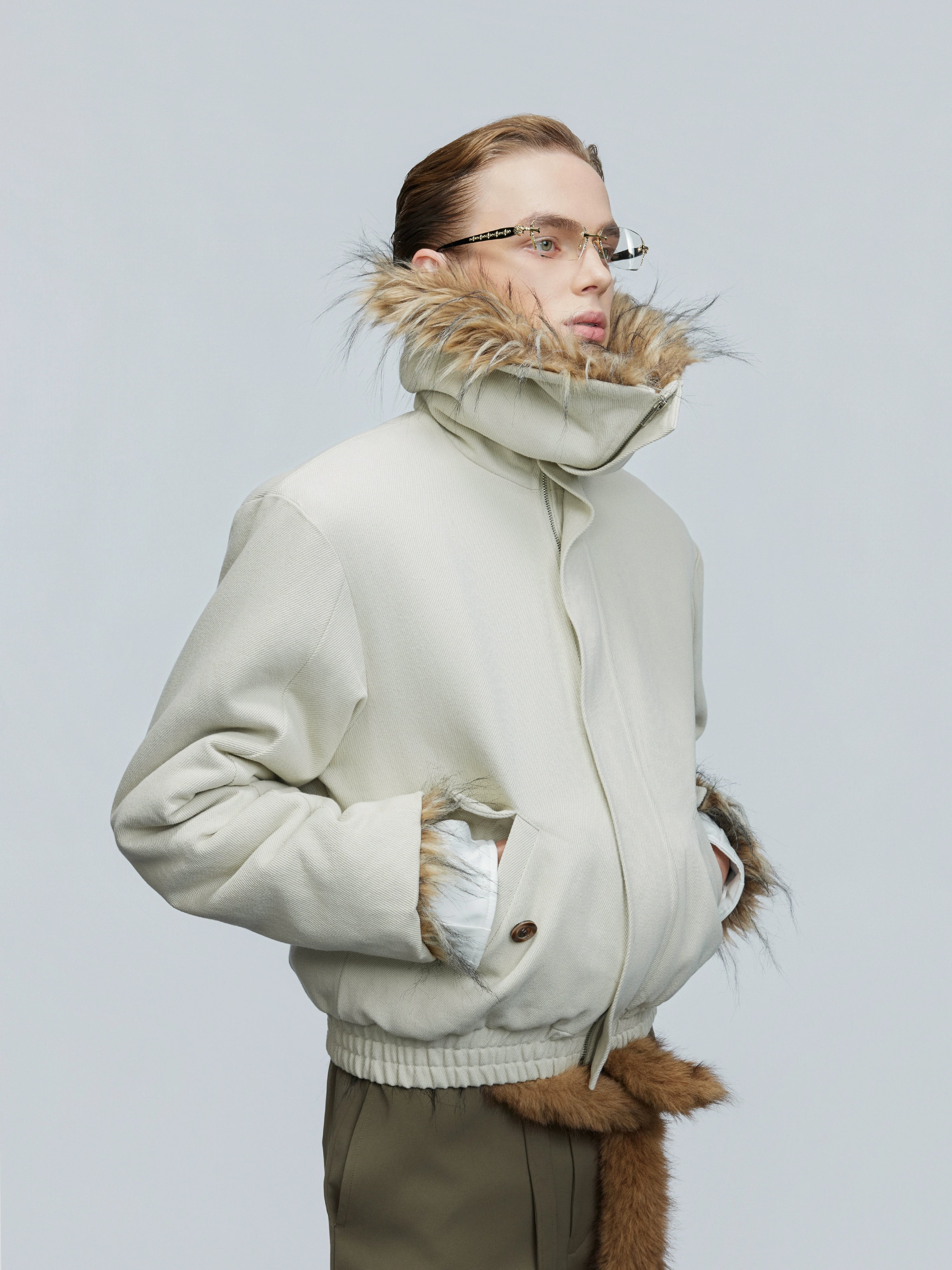 【25s Nov.】Washed Fur Collar Plush and Thickened Cotton Jacket