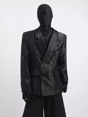 【26s Apr.】Pleated Double-Breasted White Blazer