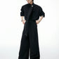 【25s Sep.】Scarf Shoulder Pad Shirt / Drape Wide-leg Pants
