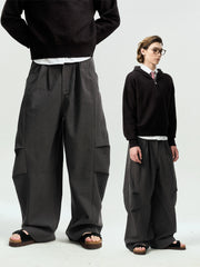 Pleated Wide-Leg Parachute Pants