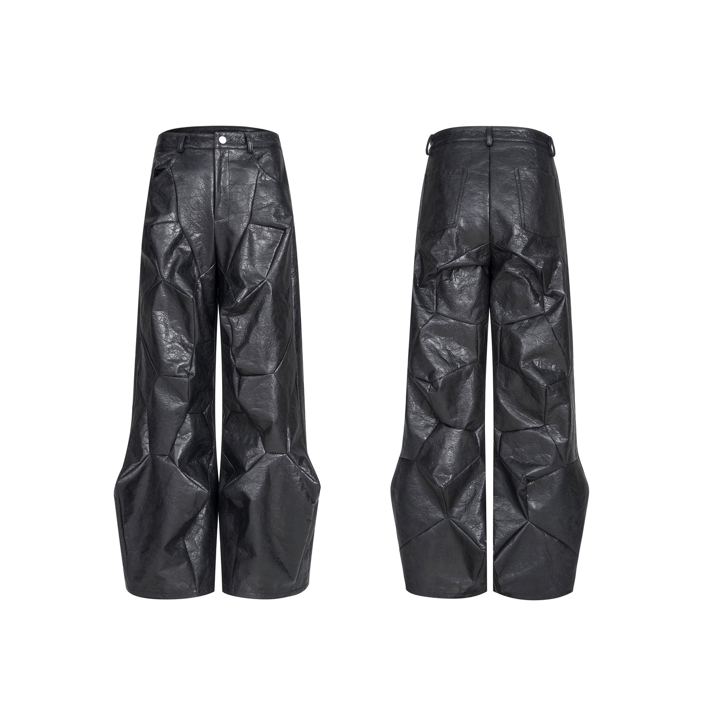 【25s Sep.】Punk Style Deconstructed Patchwork PU Leather Pants