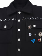 Rhinestone Badge Cropped Jacket
