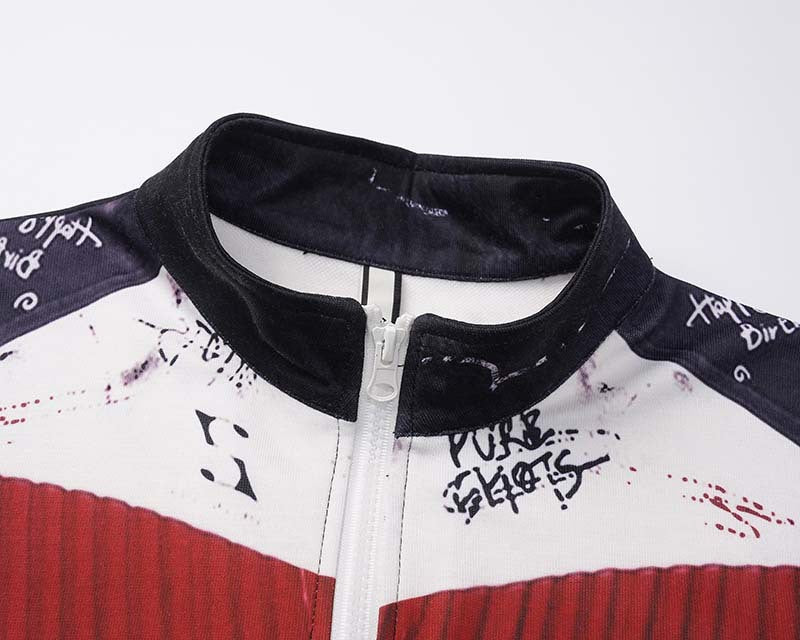 Graffiti Contrast Half-Zip Polo Tee