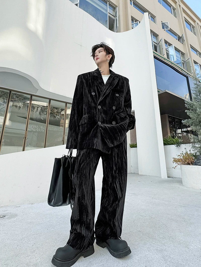 【26s Jan.】Retro Velvet Double-Breasted Suit Set