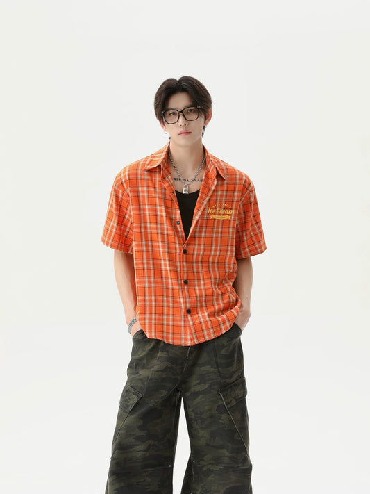 【25s Aug.】American Retro Contrast Plaid Shirt
