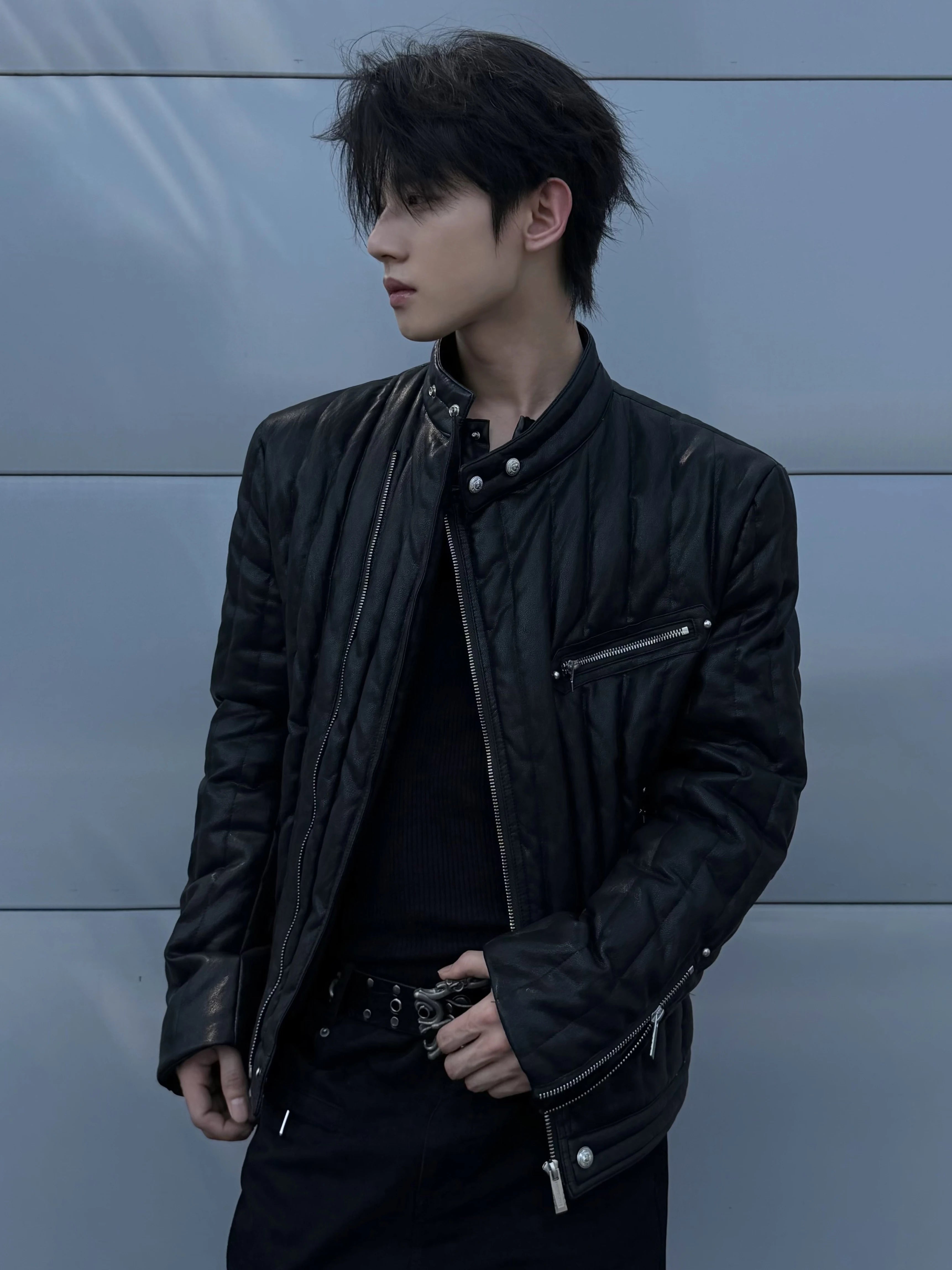 Asymmetric Zip Down Moto Jacket
