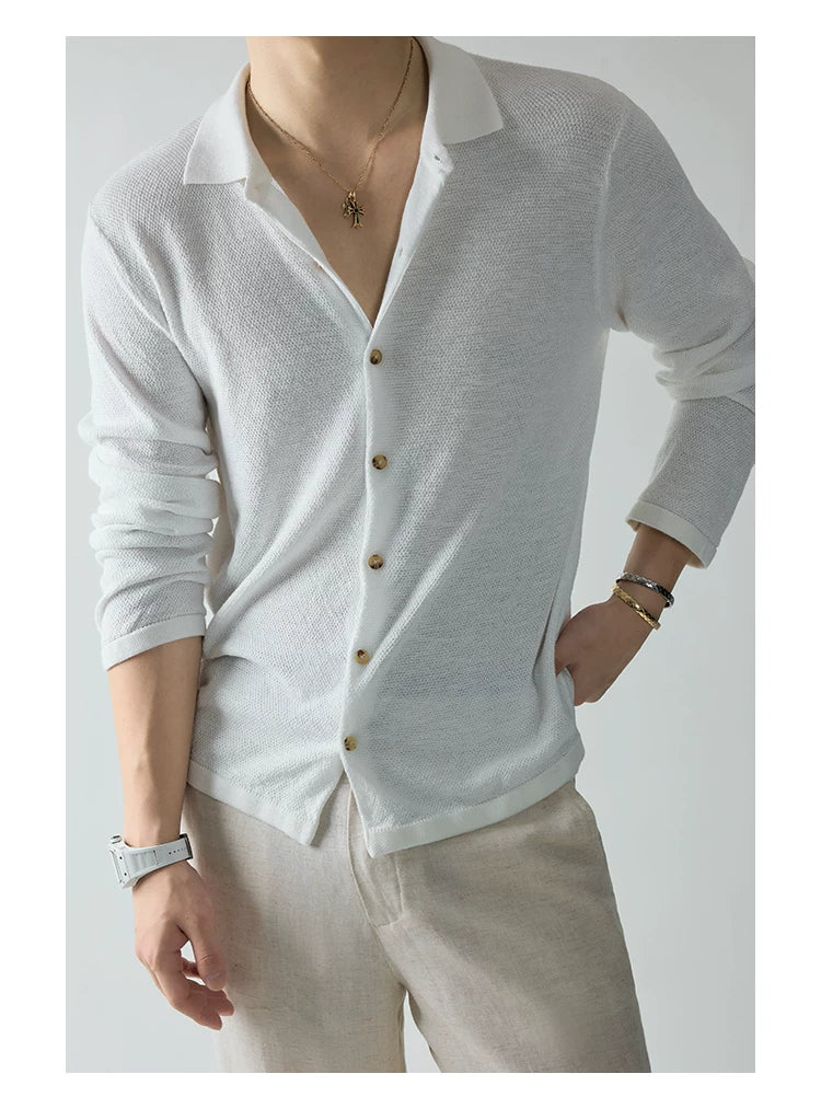 King's Gift Linen Blend Knit Cardigan