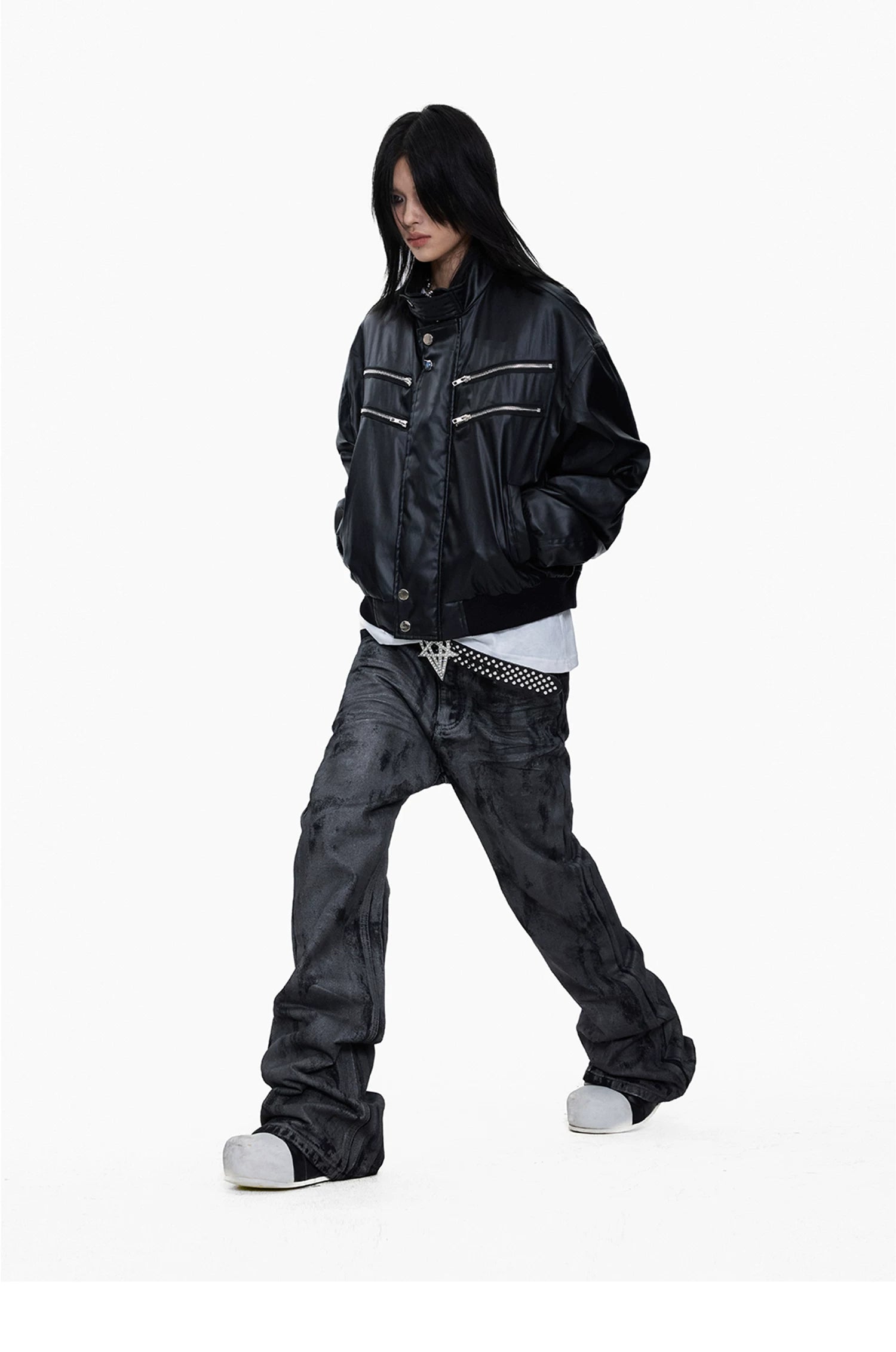 Hand-Waxed Stacked Flared Denim Jeans