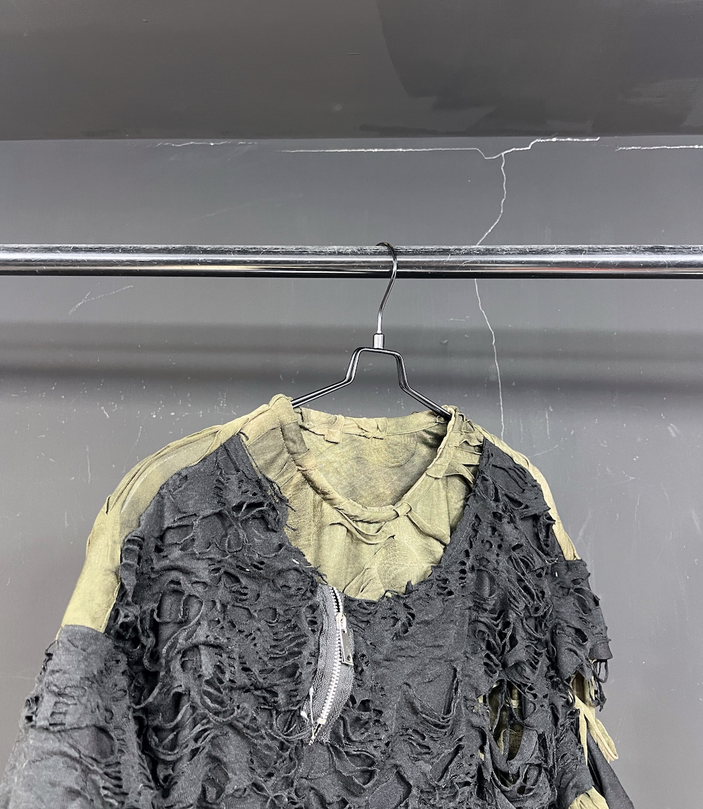 Distressed Black Oversized Long Sleeve T-Shirt