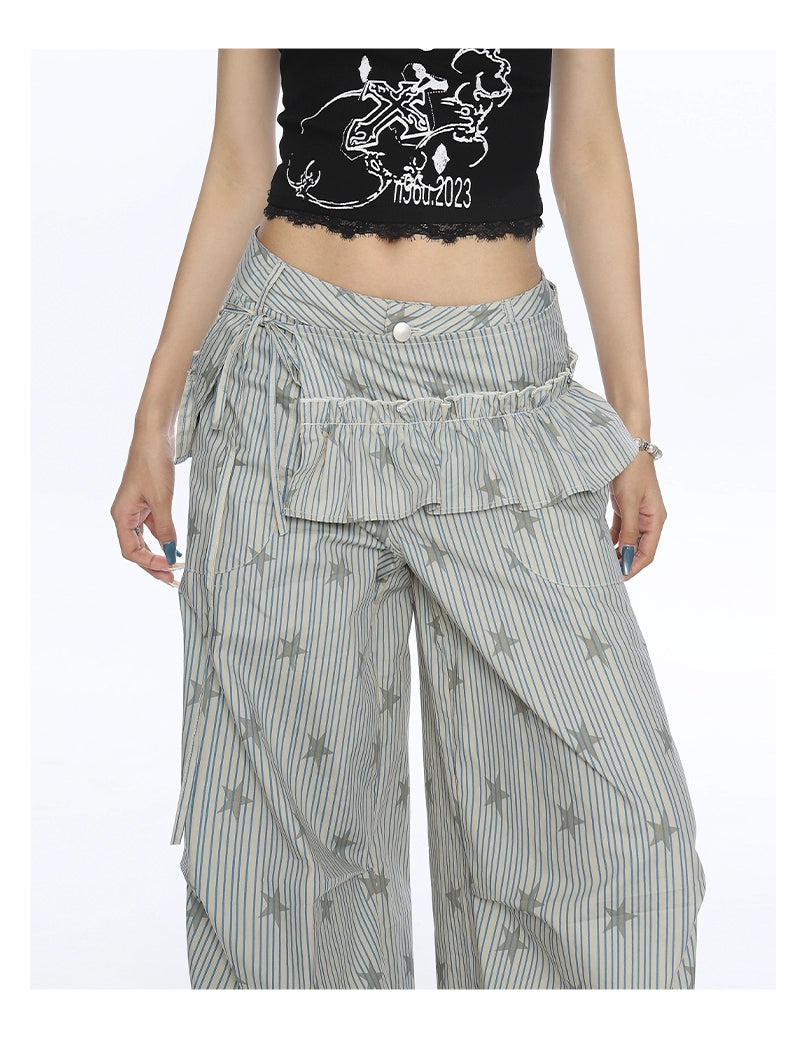 【25s Nov.】Striped Star Print Cargo Pants