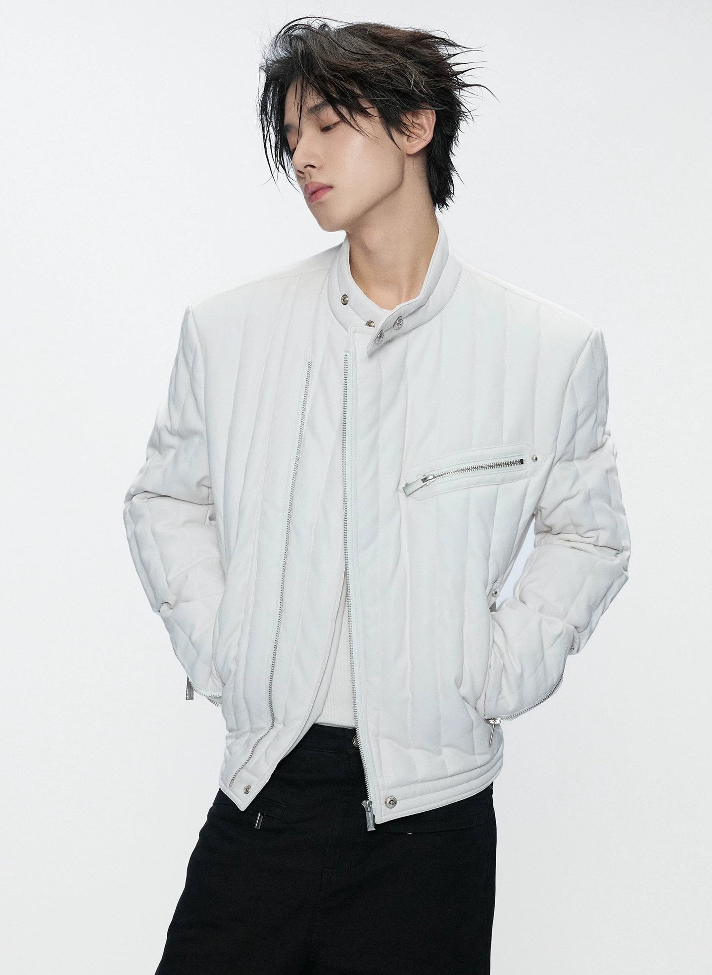 Asymmetric Zip Down Moto Jacket