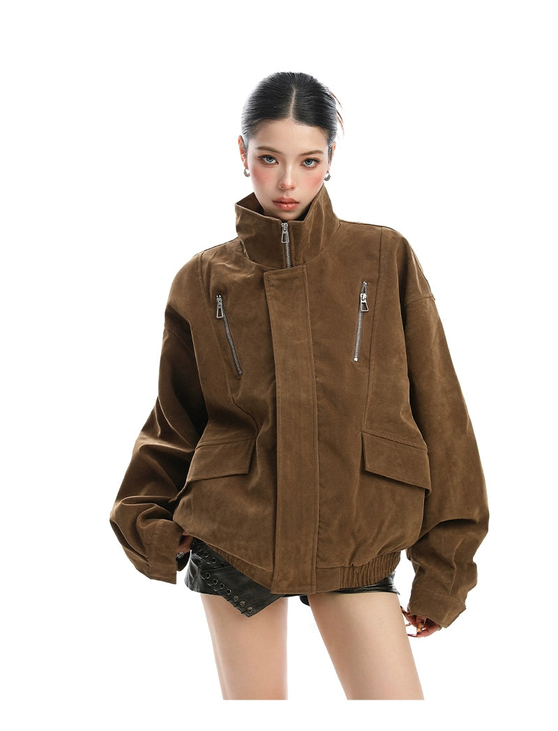【25s Nov.】Stand-up Collar Suede Jacket
