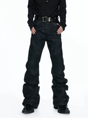 Multi-Zip Waxed Scimitar Skinny Moto Jeans