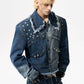 【25s Oct.】Distressed Raw-edge Metal Rivets Denim Jacket