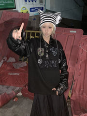 【25s Aug.】Dark Punk Studded Collar Polo Shirt