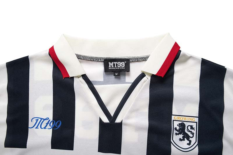 Vintage Letter Stripe Polo Jersey