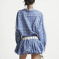 【25s Aug.】Plaid Cropped Shirt & Puff High-Waisted Skirt Set