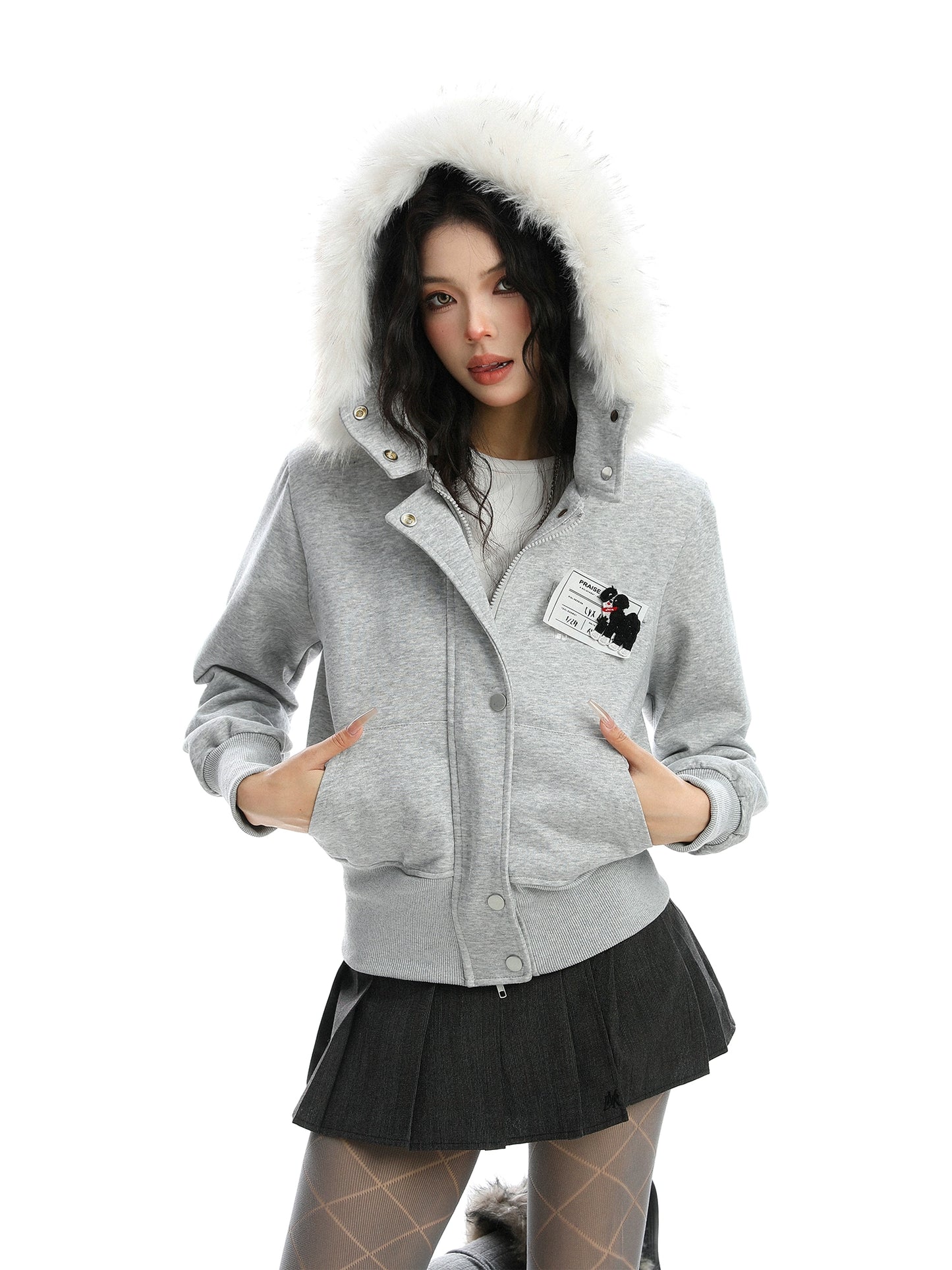 【25s Nov.】Detachable Fur-trimmed Camouflage Hooded Jacket