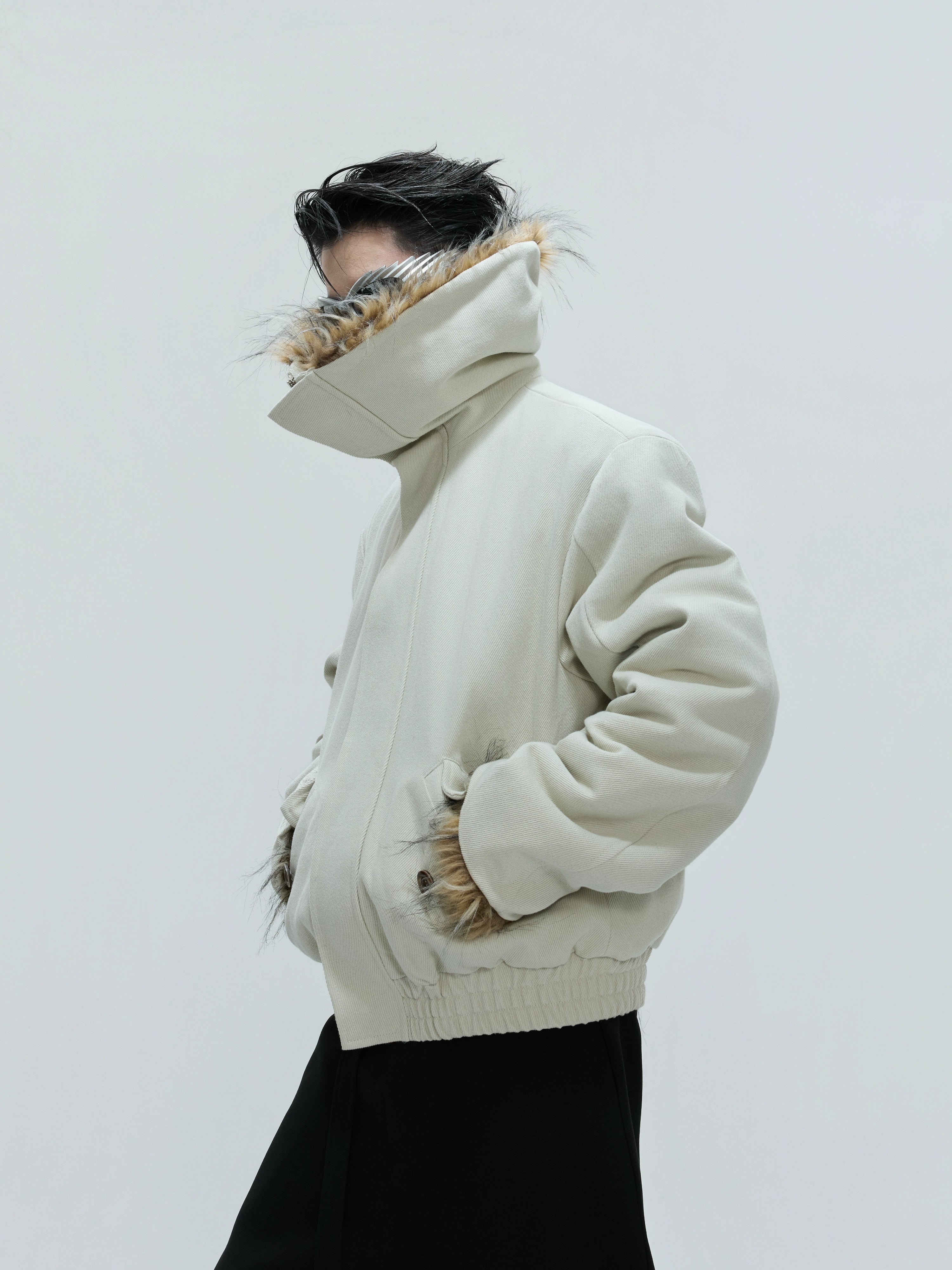 【25s Nov.】Washed Fur Collar Plush and Thickened Cotton Jacket