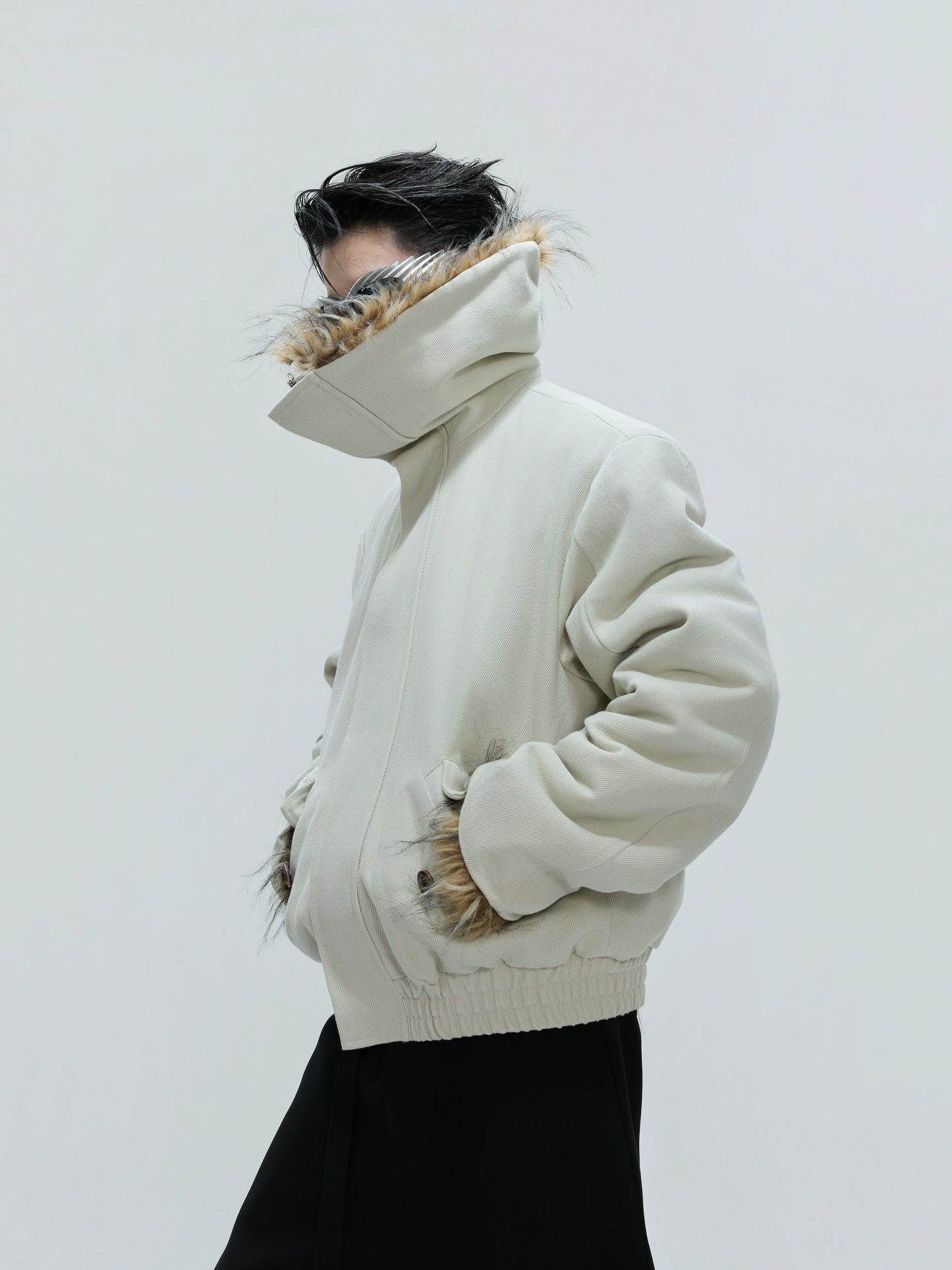 【25s Nov.】Washed Fur Collar Plush and Thickened Cotton Jacket