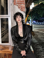 【26s Jan.】Minimal Leather Long-Sleeve Shirt