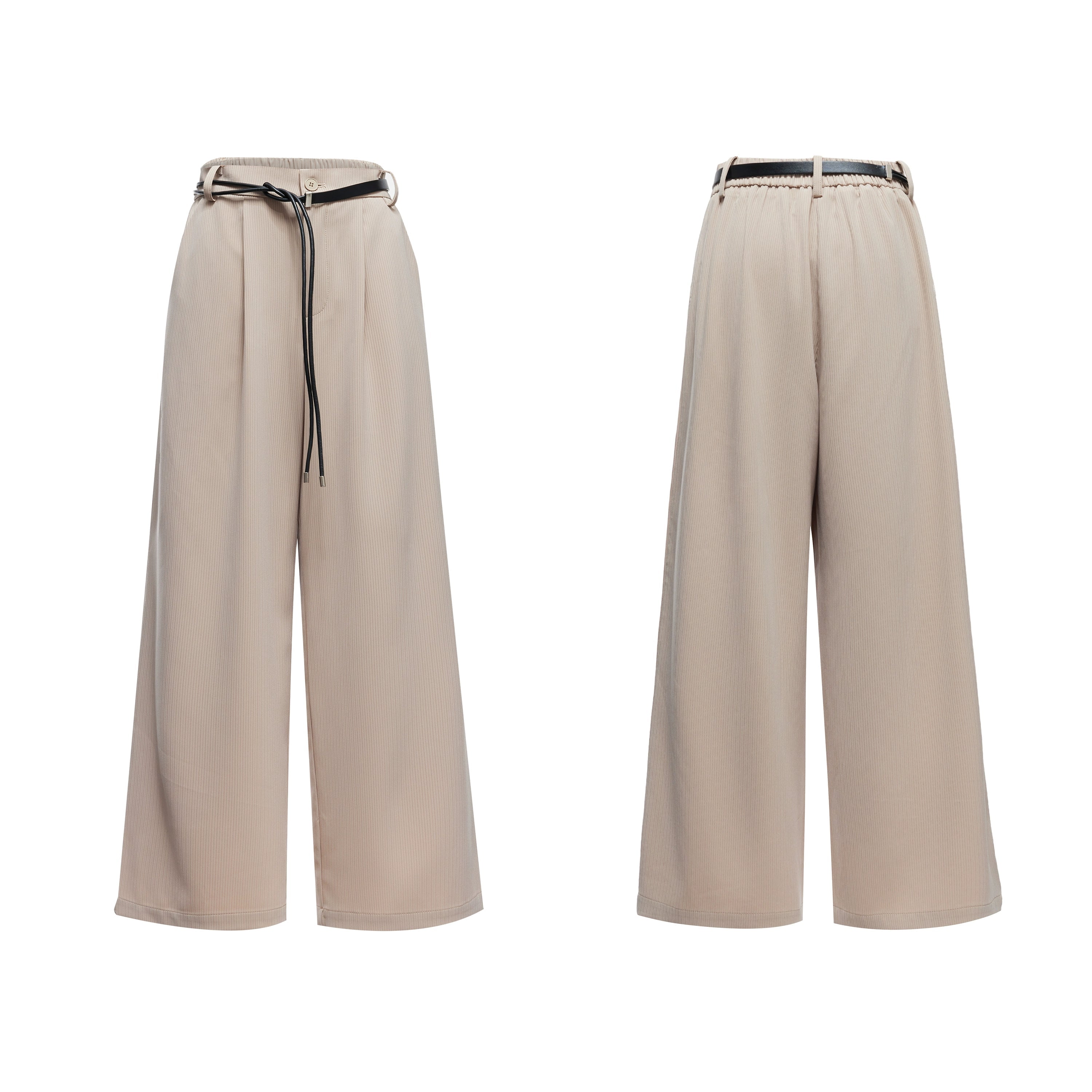 【25s Sep.】Scarf Shoulder Pad Shirt / Drape Wide-leg Pants