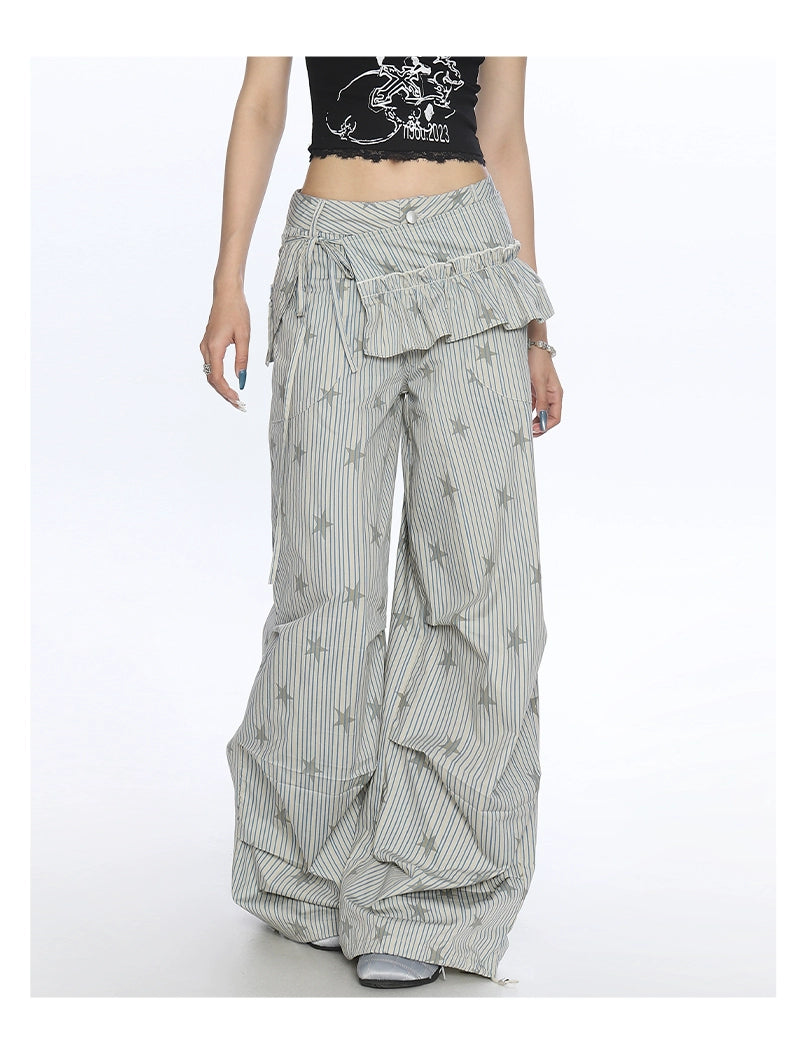 【25s Nov.】Striped Star Print Cargo Pants