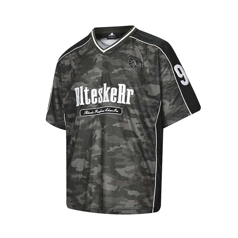 Embroidered Camo Mesh Jersey Tee
