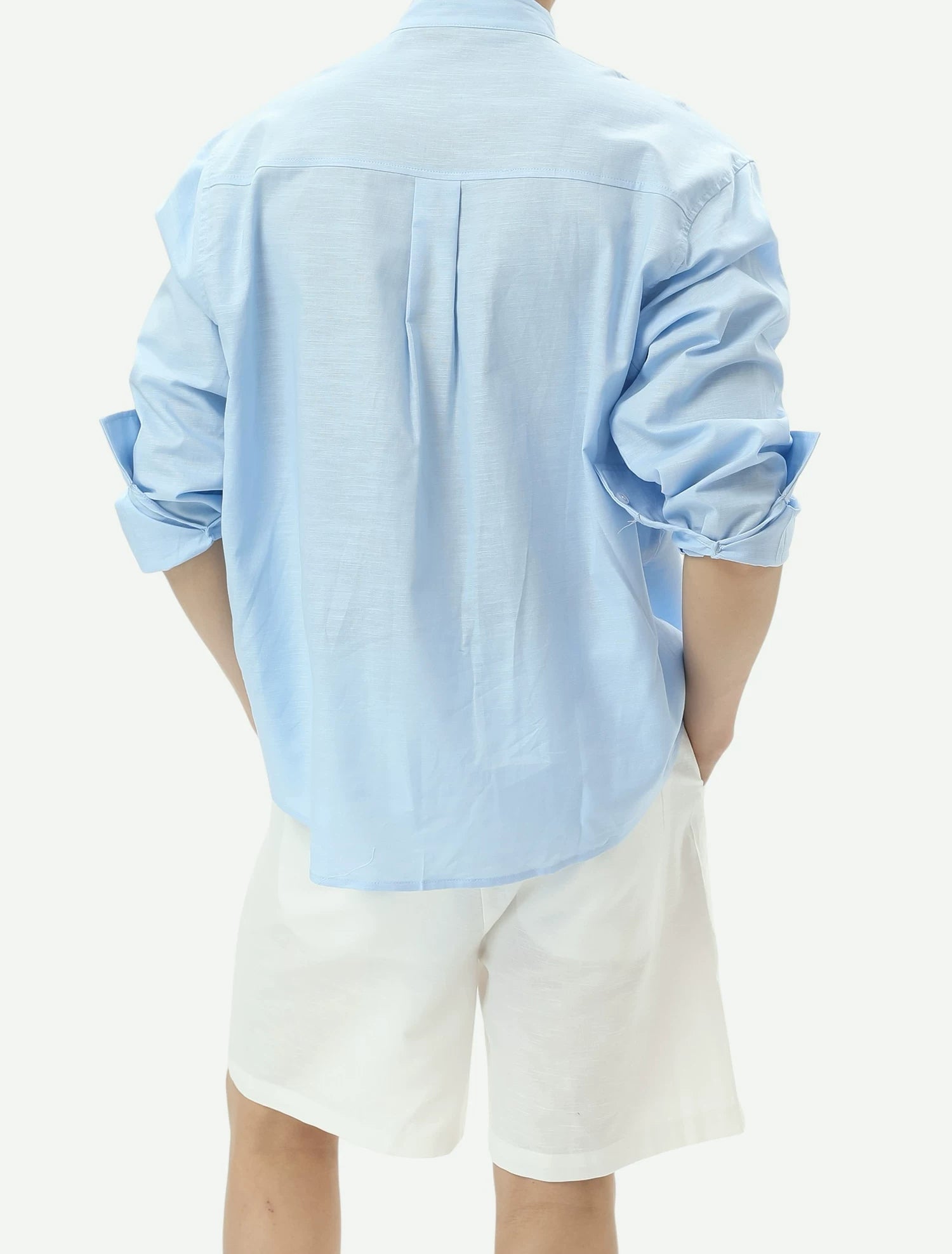 Stand Collar Linen Clean Fit Shirt
