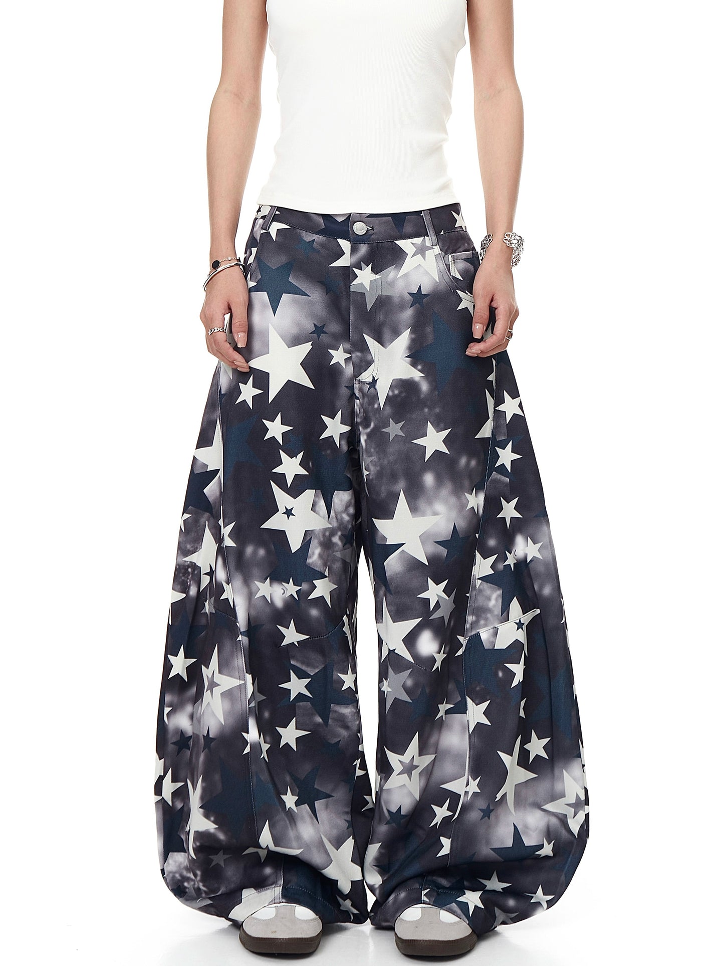 【25s Aug.】Star Print Tie-dye Loose Overalls