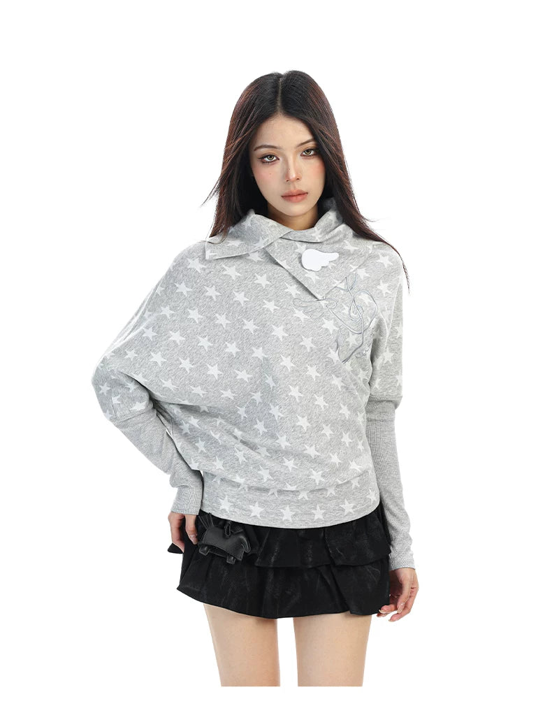 【26s Feb.】Asymmetric Printed Long-Sleeve T-Shirt