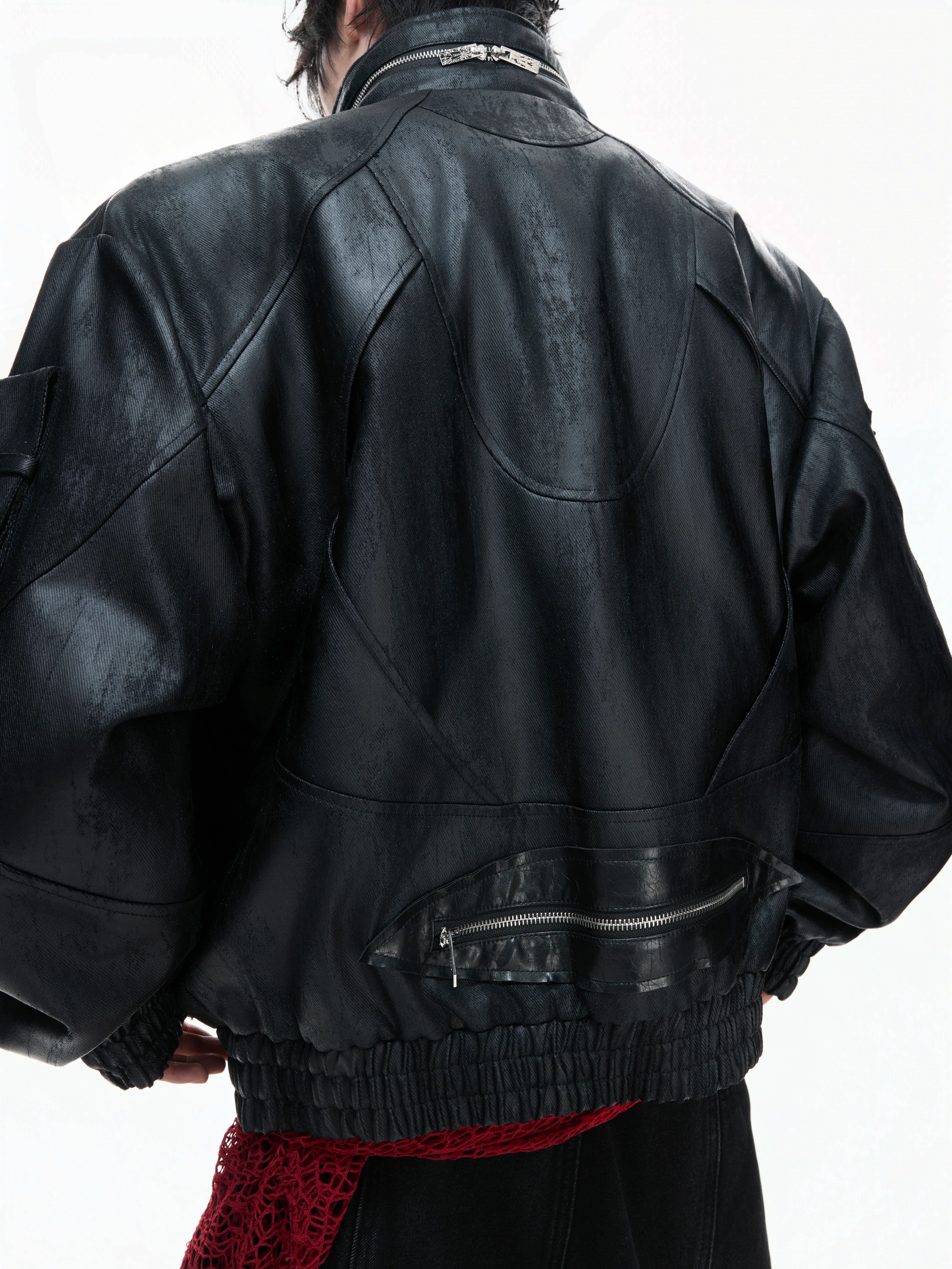 【26s Feb.】Waxed Deconstructed Multi-Zip Stand Collar Leather Jacket