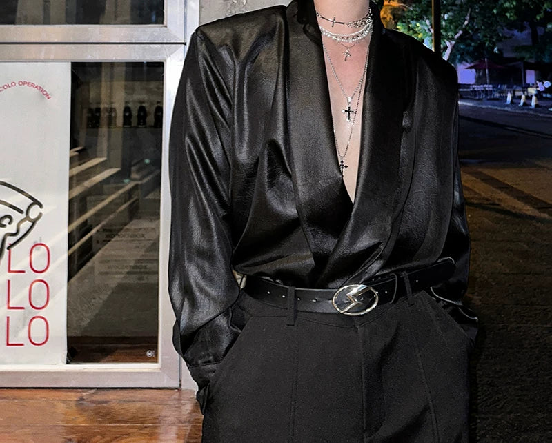 【26s Jan.】Minimal Leather Long-Sleeve Shirt