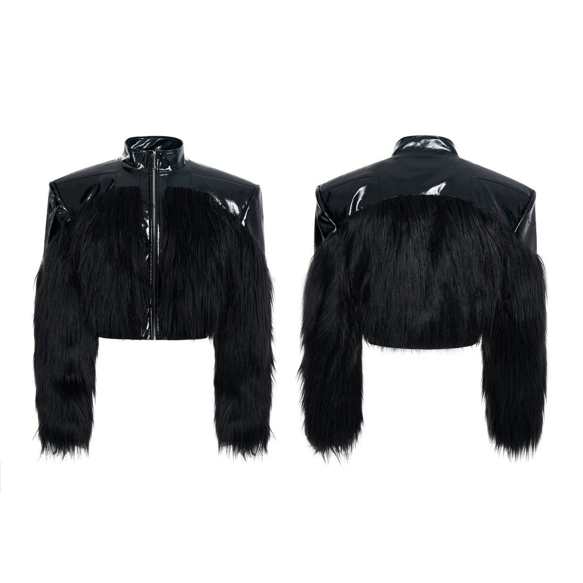 High-end Faux Fur Patchwork Leather Jacket