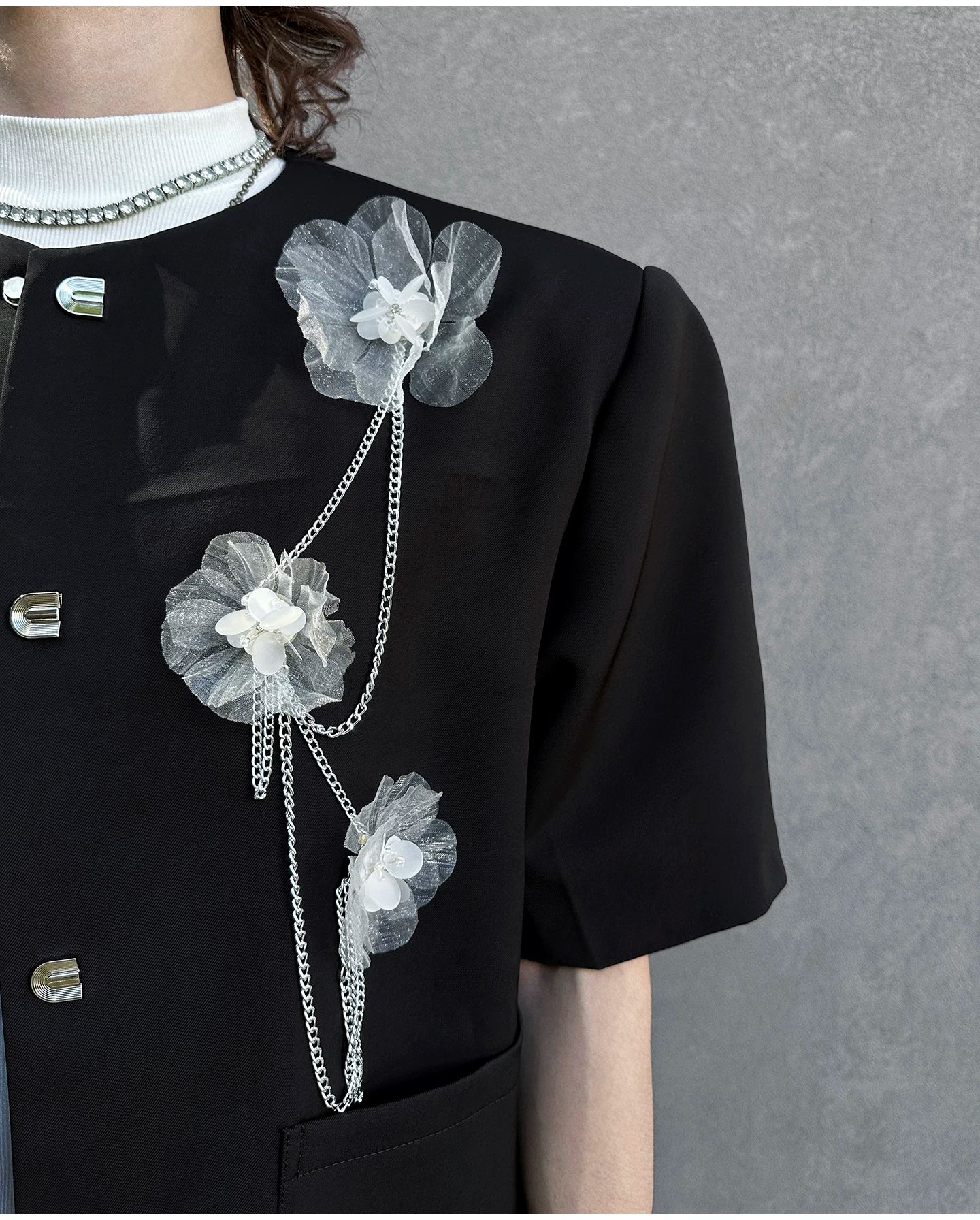 Contrast Floral Detail Polo Shirt