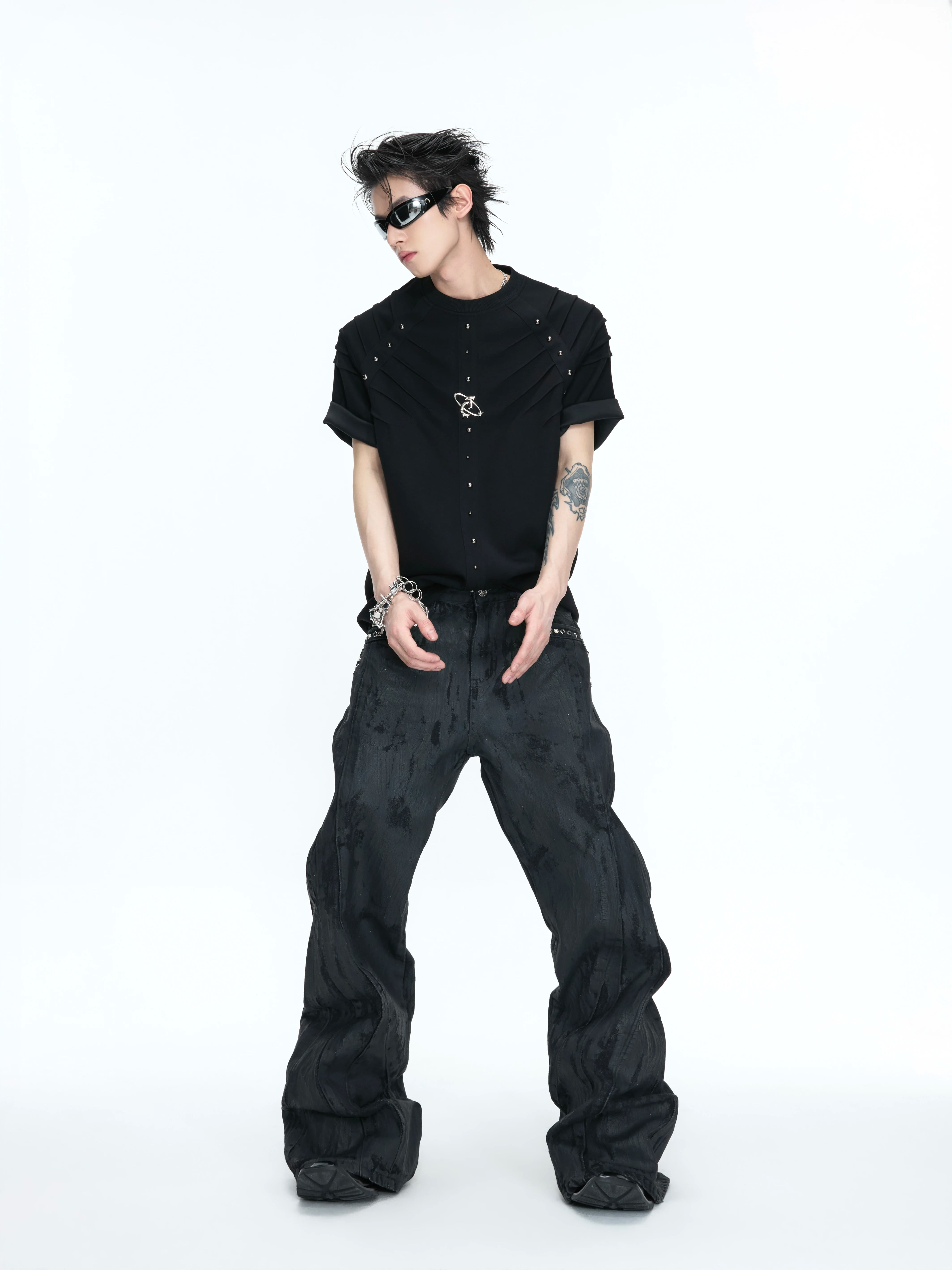 【26s Apr.】Studded Pleated Spine Structure Tee