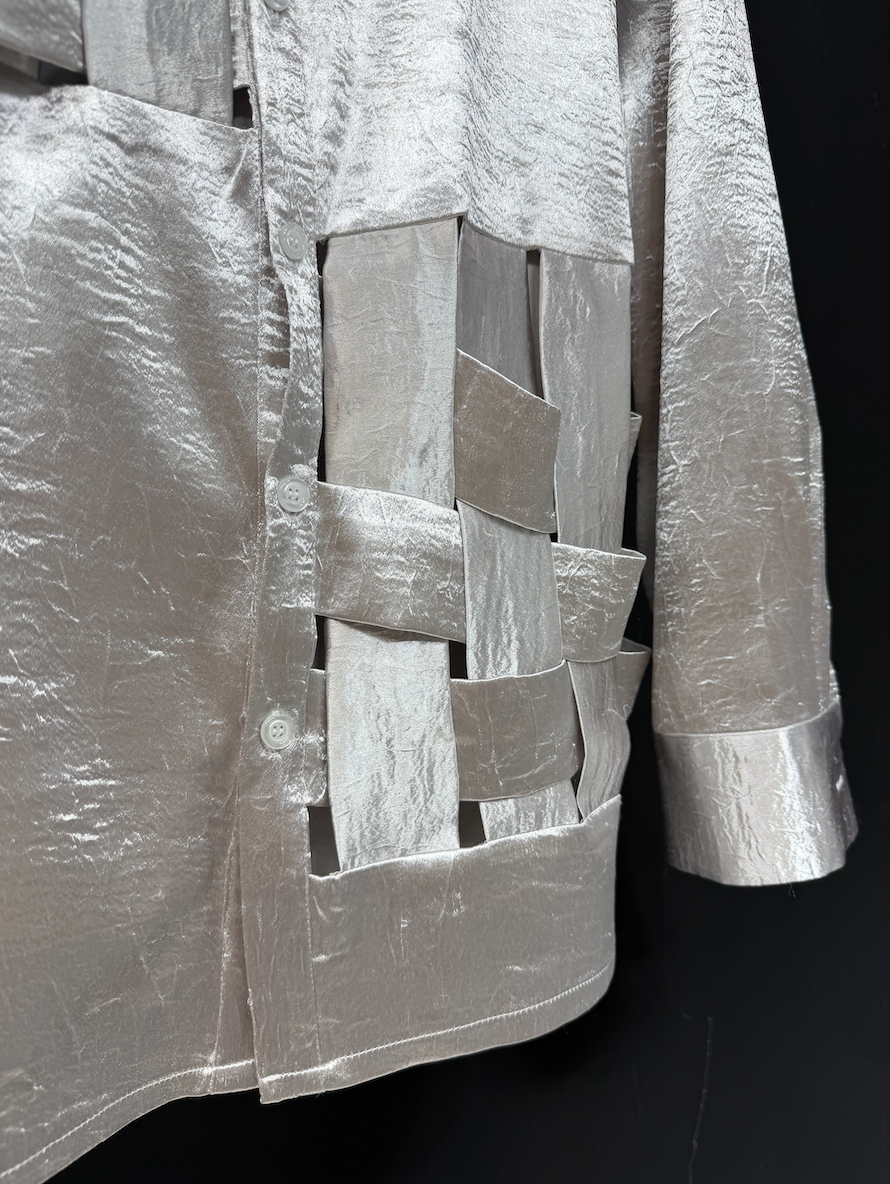 Silver Cutout Deconstructed Shirt