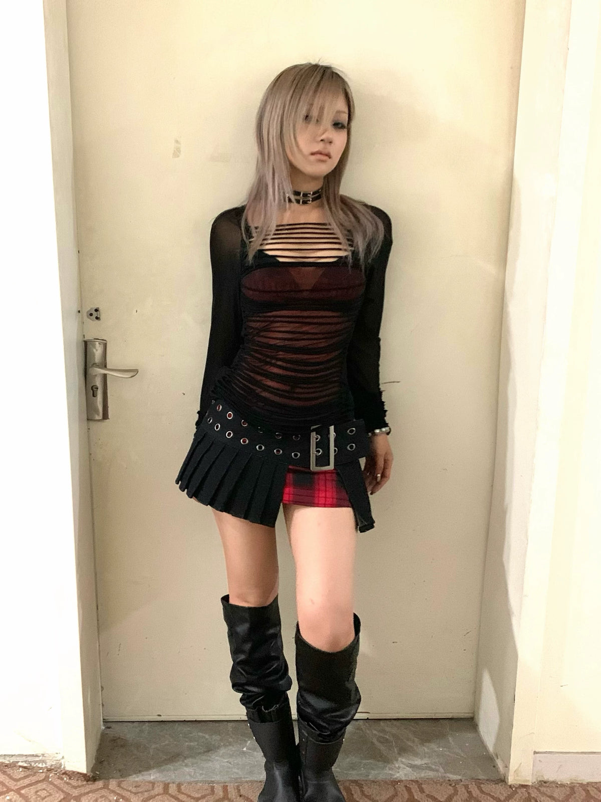 【26s Mar.】Punk Witch Plaid Pleated Skirt