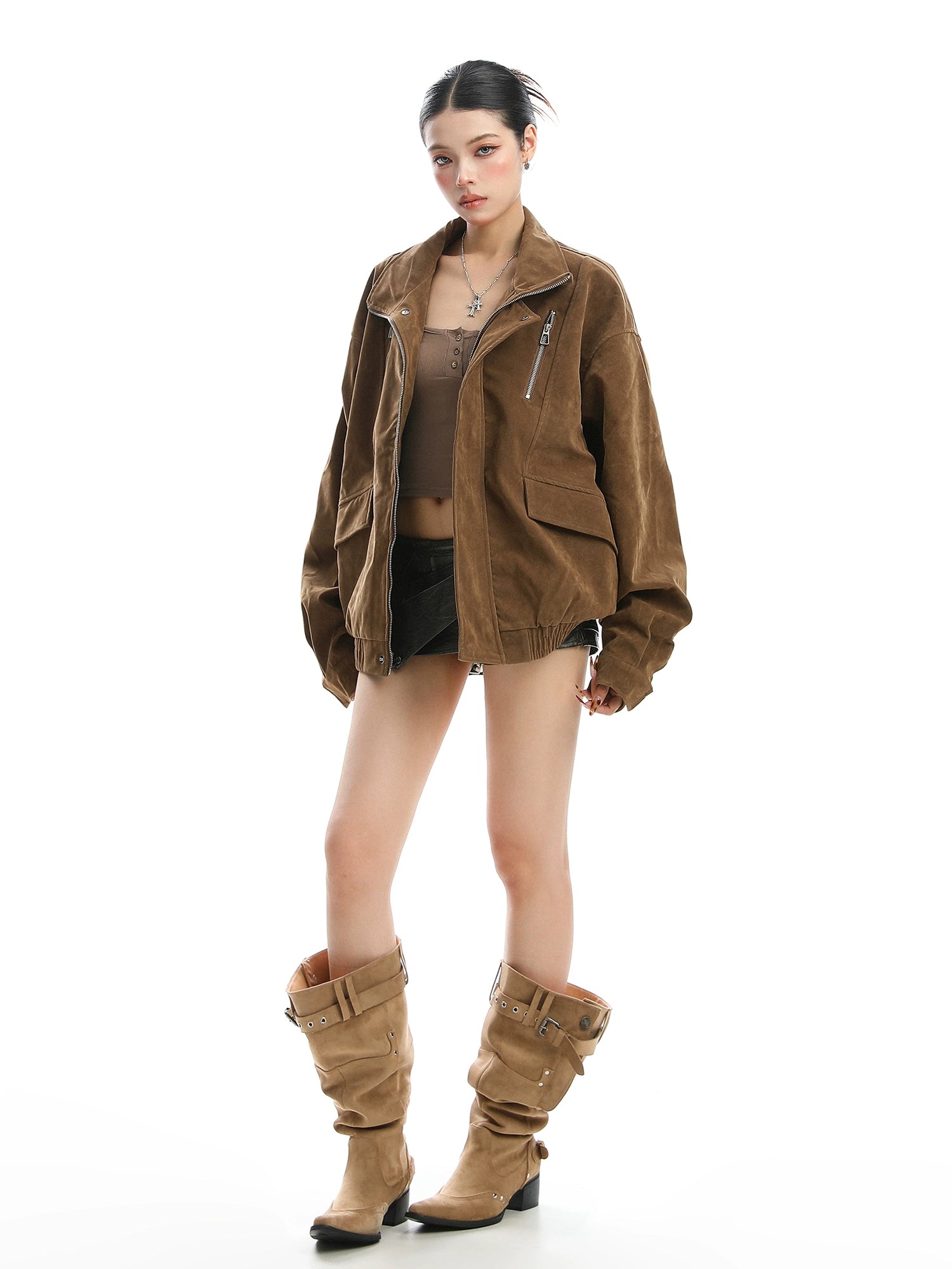 【25s Nov.】Stand-up Collar Suede Jacket