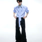 【25s Aug.】Diamond-embellished Ribbon-trimmed Shirt