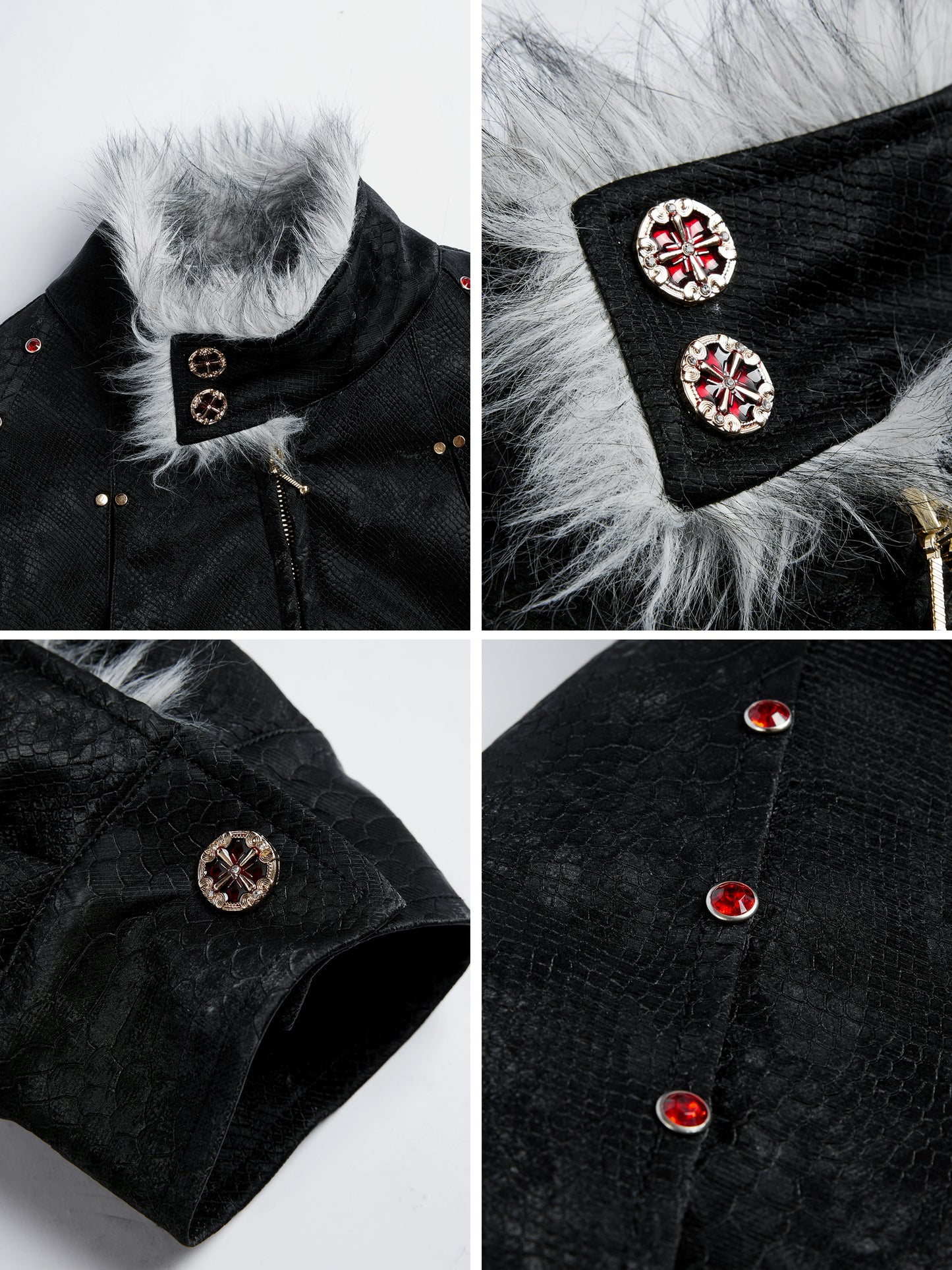 【25s Nov.】"Snowy Silver Fox" Plush Leather Jacket (No Hood)