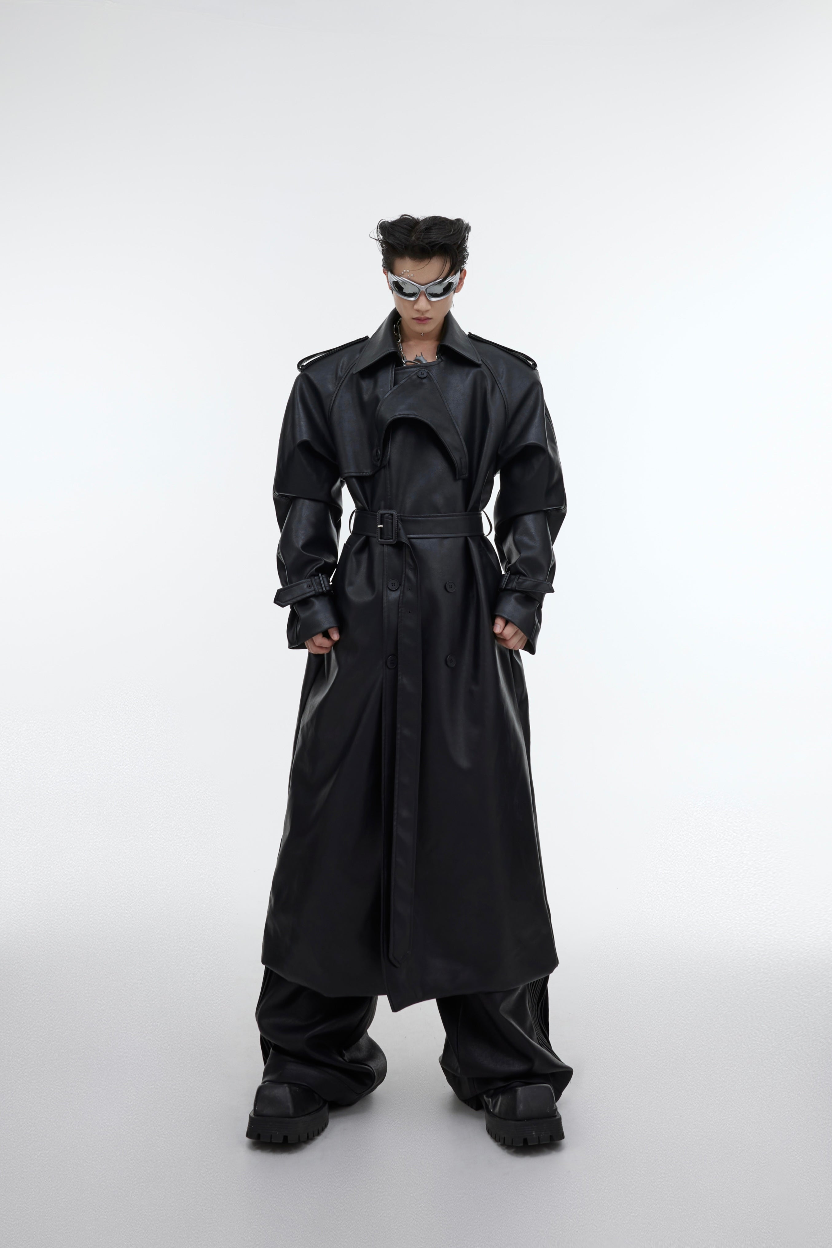 Deconstructed Silhouette PU Leather Coat – ArtsKoreanMan