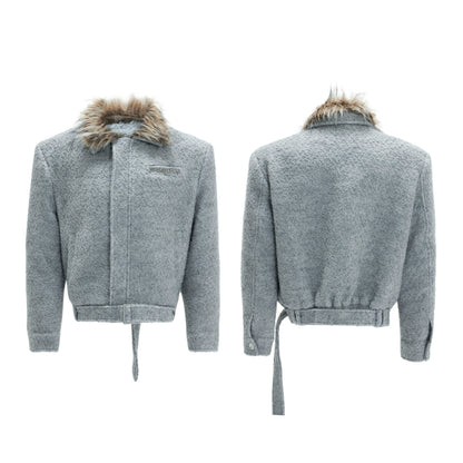 【25s Nov.】Faux Wolf Fur Collar Detachable Thick Warm Coat