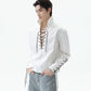 【25s Sep.】Deep V-neck Solid Color Tie-string Shirt