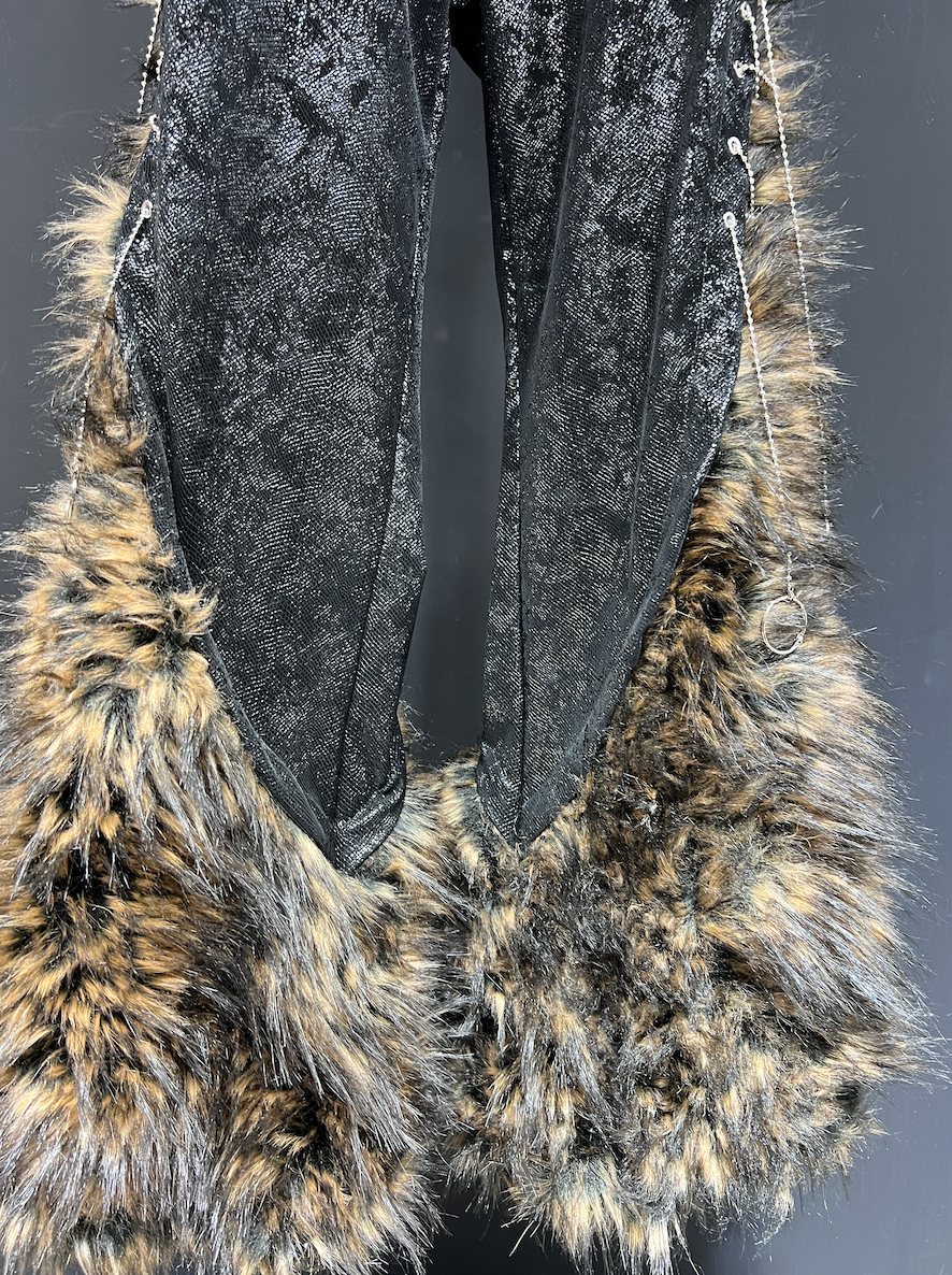 Animal Print Faux Fur Flared Pants