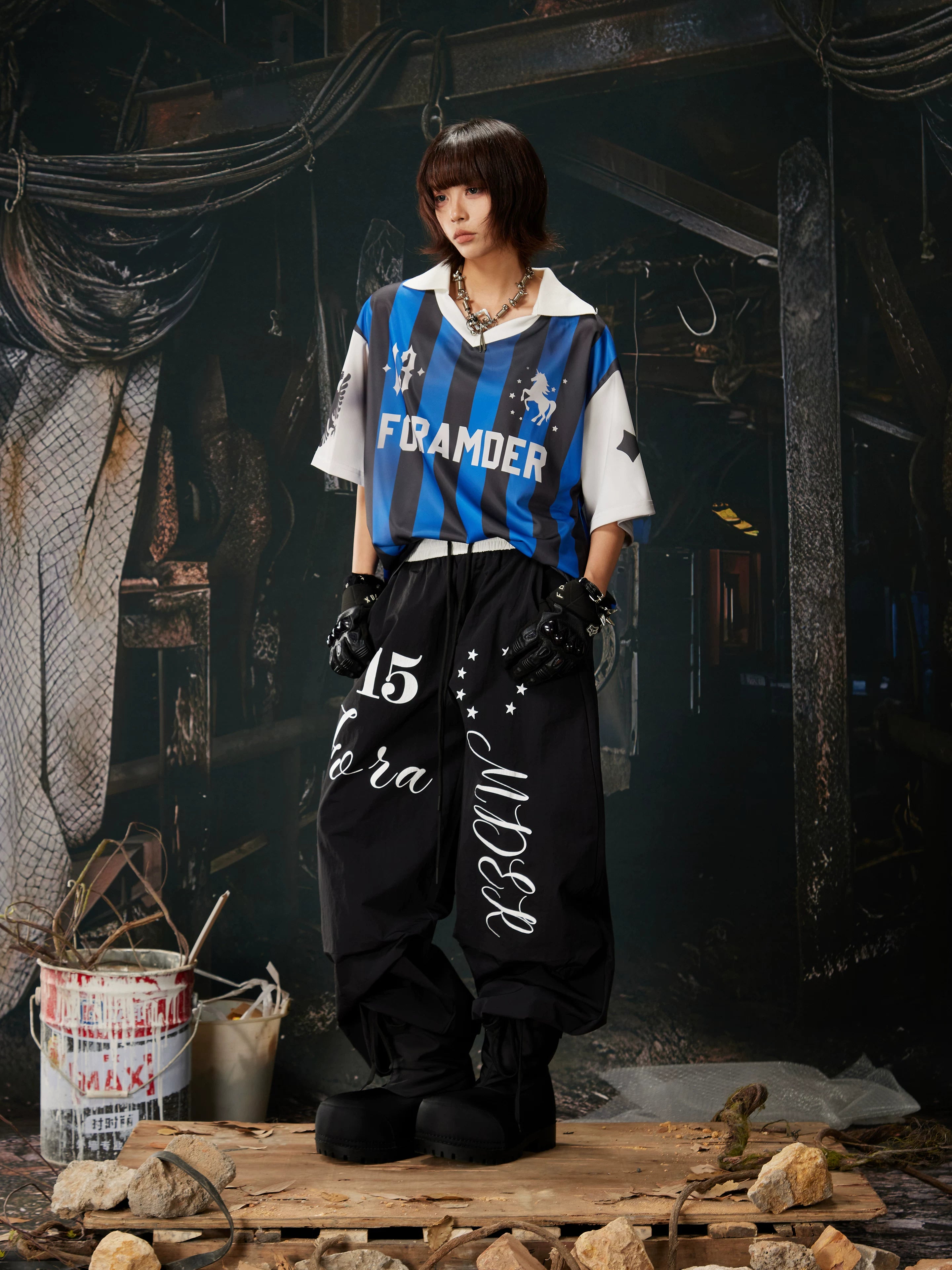 Blue Black Stripe Jersey Tee