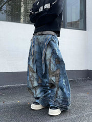 【26s Jan.】Distressed American Vintage Curved Blade Denim Pants